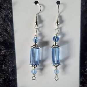 Elegant Silver and Blue Dangle Earrings